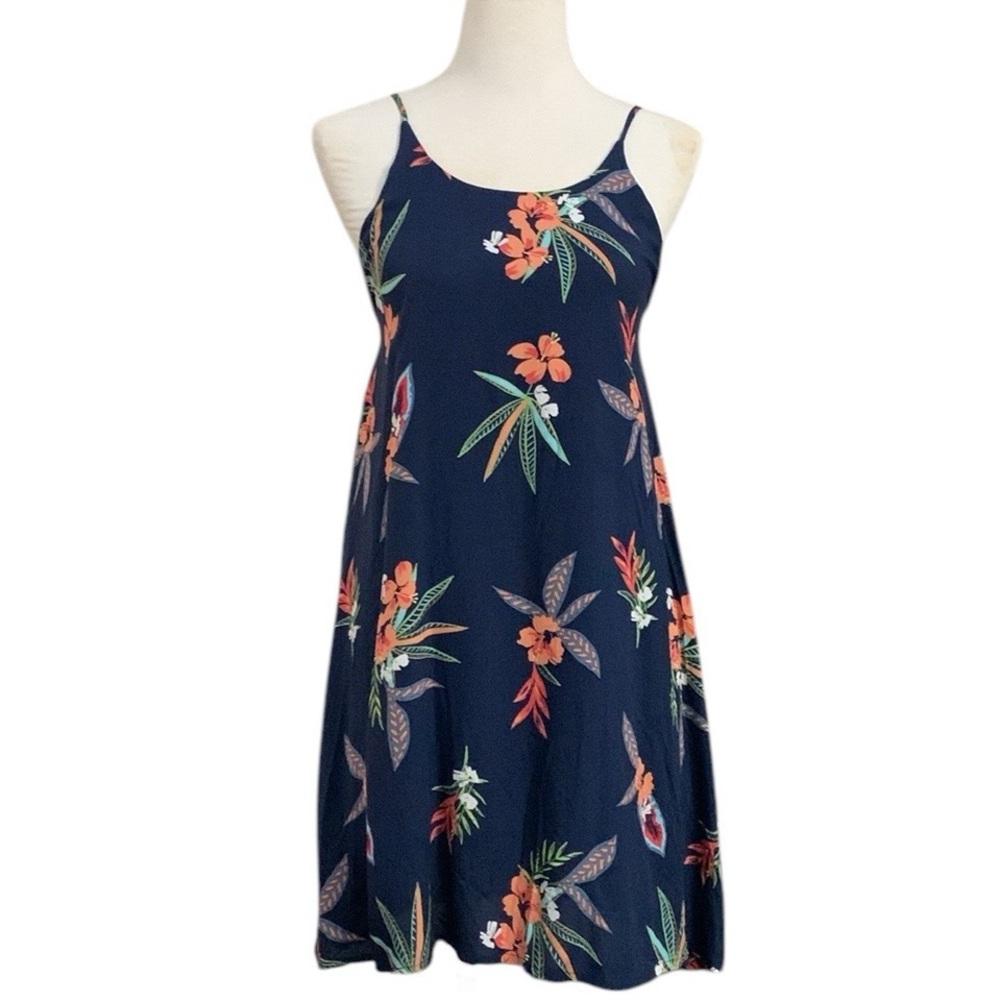 Kiwi + punch navy floral high-low sun dress fully lined new